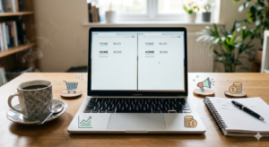 Learn Affiliate Marketing, SEO, and Online Business the Simple Way 2 Beginner learning affiliate marketing, SEO, and online business on a laptop
